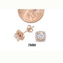 Halo Stud Earrings Rose Gold Plated Pave Cubic Zir