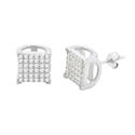 Sterling Silver Micropave Stud Earrings Square wit