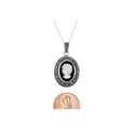 Sterling Silver Marcasite Cameo Pendant Necklace i