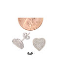 925 Sterling Silver Heart Stud Earrings Clear Micr