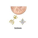 10k Yellow Gold Square Stud Earrings Clear CZ Cubi