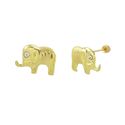 10k Yellow Gold Elephant Stud Earrings Screwbacks 