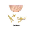 10k Gold Dragonfly Stud Earrings Two Tone Gold Yel