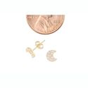 14k Yellow Gold Moon Stud Earrings 6mm CZ