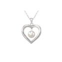 White Pearl Heart Necklace 26mm .925 Sterling Silv