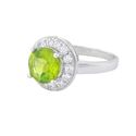 .925 Sterling Silver Ring Genuine Peridot with CZ 