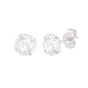 10k White Gold Earrings Round Clear CZ Prong Set C