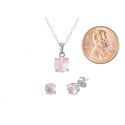 .925 Sterling Silver Pink Quartz Gemstone Pendant 