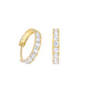 10k Yellow Gold Huggie Hoop Earrings Clear CZ Cubi