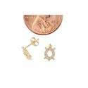 14k Yellow Gold Turtle Stud Earrings 8mm x 5mm Cle