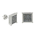 Sterling Silver Micropave Stud Earrings Black and 