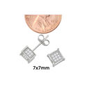 Sterling Silver Micropave Stud Earrings Clear Squa