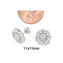 Sterling Silver Stud Earrings Micropave Fancy Octa