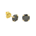 10k Yellow Gold Black CZ Stud Earrings Cubic Zirco