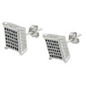 Sterling Silver Micropave Stud Earrings Black and 