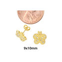 10k Yellow Gold CZ Butterfly Stud Earrings with Pu