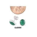 Green Malachite Stud Earrings .925 Sterling Silver