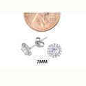 Sterling Silver Micropave Stud Earrings 7mm Super 