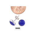 Sterling Silver Gemstone Earrings Blue Lapis 9mm R