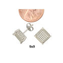 925 Sterling Silver 3d Square Stud Earrings White 