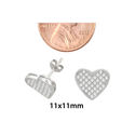 Sterling Silver Micropave Heart Stud Earrings Clea