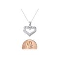 Sterling Silver Open Heart Pendant Necklace White 