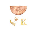 10k Yellow Gold Initial Stud Earrings Letter K Cub