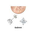 10k White Gold Square Stud Earrings Clear CZ Cubic