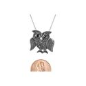 Marcasite Owl Necklace 18" .925 Sterling Silver