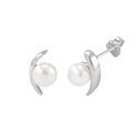 White Freshwater Pearl Earrings High Polished Curv