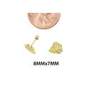 10k Yellow Gold Bee Stud Earrings Screwbacks White