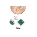 Malachite Gemstone Stud Earrings 7mm Square Sterli