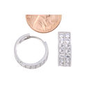 Hoop Earrings CZ Huggies Sterling Silver 2 Row Cub