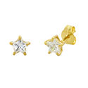 10k Yellow Gold Clear CZ Star Stud Earrings with P