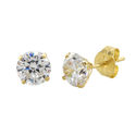 10k Yellow Gold Round Clear Cubic Zirconia CZ Stud