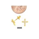 Mini Cross Screwback Earrings Yellow Gold Plated P