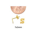 Letter S 10k Yellow Gold Initial Earrings Laser Cu