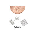 Sterling Silver Micropave Stud Earrings Square Cle