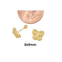 10k Yellow Gold Butterfly Screwback Earrings with 