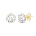 10k Yellow Gold Earrings Round Clear CZ Cubic Zirc