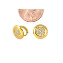 Huggie Hoop Earrings 14k Yellow Gold Cubic Zirconi