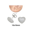 Sterling Silver Micropave Heart Stud Earrings Clea