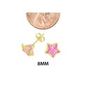 10k Yellow Gold Star Stud Earrings - 8mm Pink Cubi