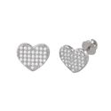 Heart Earrings Screwback Studs .925 Sterling Silve