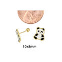 10k Yellow Gold Panda Bear Screwback Stud Earrings