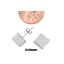 Sterling Silver Micro Pave Stud Earrings Square Cu