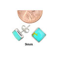 Sterling Silver Square Turquoise Stud Earrings 9mm