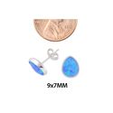 Opal Stud Earrings Gemstone Sterling Silver Blue G