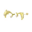 10k Yellow Gold Dolphin Stud Earrings Screwbacks W