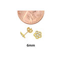 Mini Daisy Flower with CZ Stud Earrings 10k Yellow